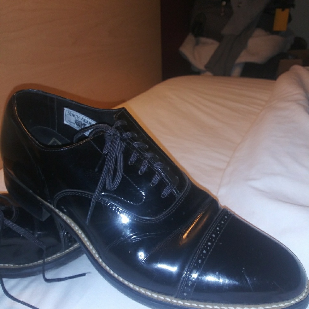 Stacey adams concorde black cap toe shoes